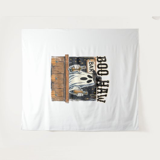 Boo Haw Retro Western Halloween Wandteppich (Vorderseite (Horizontal))