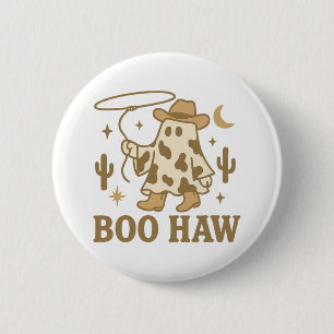 Boo Haw Süßer Cowboy-Geist Western Halloween Button