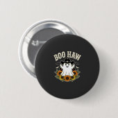 Boo Haw Western Halloween-Geisterdesign Button (Vorne & Hinten)