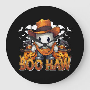 Boo Haw Western Halloween Vintage Geist Lustig Nie Große Wanduhr