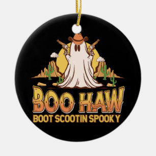 Boo Haw Western Halloween Vintage Geist Lustig Nie Keramik Ornament