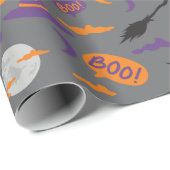 Boo! Hexe, Broom und MondHalloween-Geschenkwrap Geschenkpapier (Rolleneckpunkt)