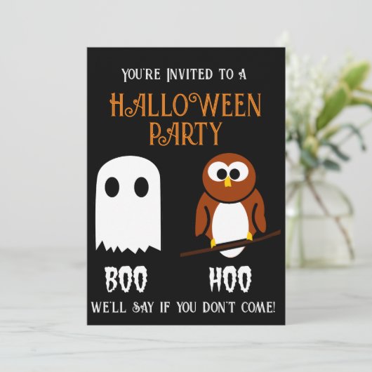 Boo Hoo Halloween-Party Einladung (Stehend Vorderseite)