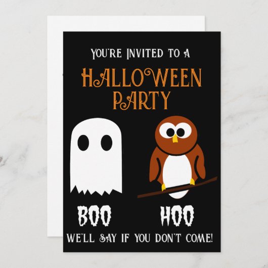 Boo Hoo Halloween-Party Einladung (Vorne/Hinten)
