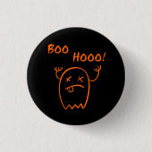 Boo Hooo Halloween Geist-dunkles monotones Button (Vorderseite)