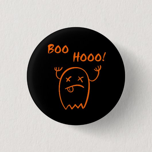Boo Hooo Halloween Geist-dunkles monotones Button (Vorderseite)