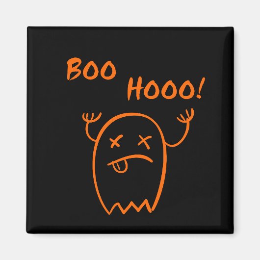 Boo Hooo Halloween Ghost Dark Monotone Magnet (Vorne)