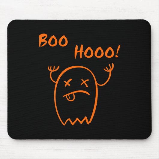 Boo Hooo Halloween Ghost Dark Monotone Mousepad (Vorne)