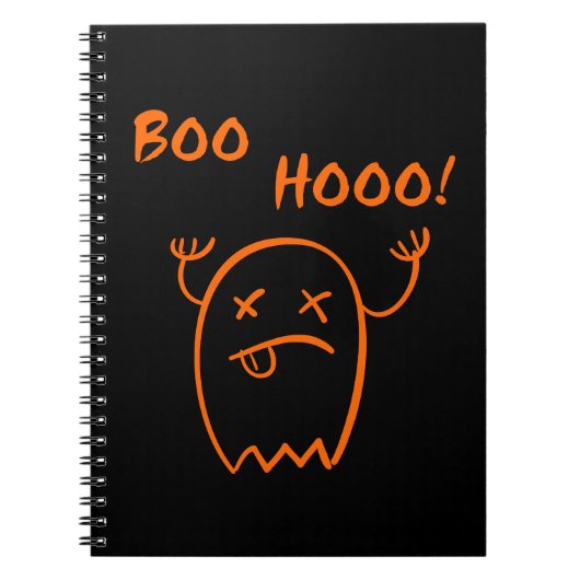 Boo Hooo Halloween Ghost Dark Monotone Notizblock (Vorderseite)