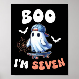 Boo I m Seven Ghost Skateboard 7. Geburtstagsschwe Poster