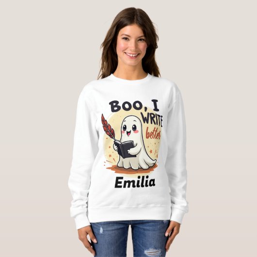 Boo I Write Better Individuelle Name Halloween Sweatshirt (Vorne ganz)