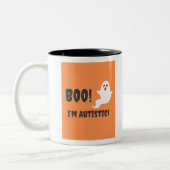 Boo! Ich bin Autistin! Geist-T - Shirt. Zweifarbige Tasse (Links)