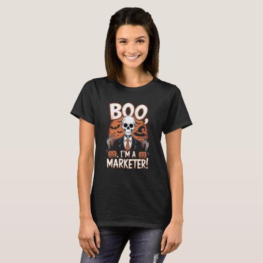 Boo, ich bin ein Vermarkter Halloween Funny T-Shirt (Vorne ganz)