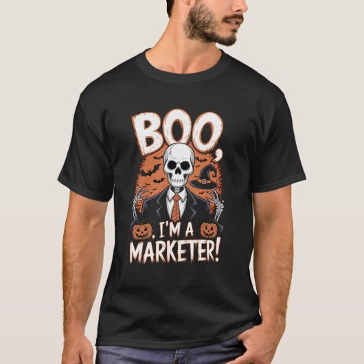 Boo, ich bin ein Vermarkter Halloween Funny T-Shirt (Vorderseite)