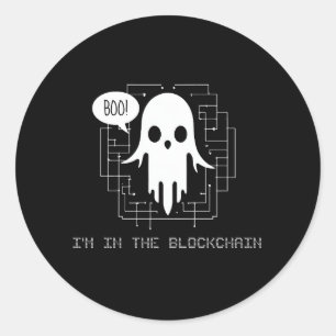 Boo, ich bin in der Blockkette Funny Crypto Hallow Runder Aufkleber