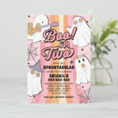 Boo ich bin zwei Groovy Halloween Mädchen 2. Gebur Einladung (Stehend Vorderseite)