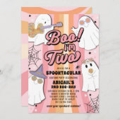 Boo ich bin zwei Groovy Halloween Mädchen 2. Gebur Einladung (Vorne/Hinten)