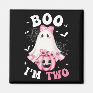 Boo ich bin zwei Mädchen am 2. Geburtstag Pink Bow Magnet