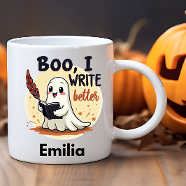 Boo, ich schreibe Better Name Halloween Tasse für
