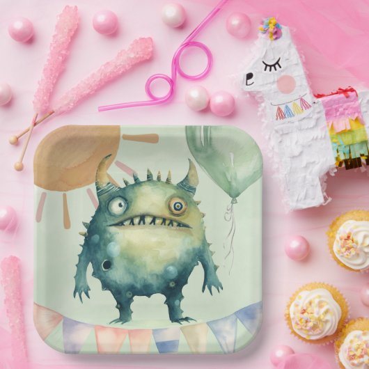 Boo, ich wende zwei! Monster Boy Birthday Party Pappteller (Party)