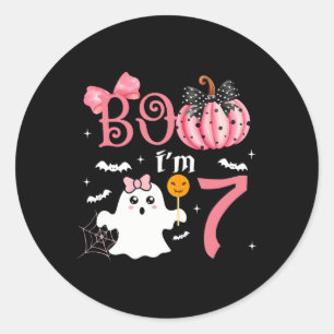 Boo I'm Seven Ghost 7. 7. Geburtstag Halloween Runder Aufkleber