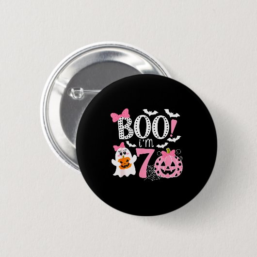 Boo I'm Seven Ghost Seventh 7th Birthday Halloween Button (Vorne & Hinten)