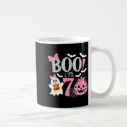 Boo I'm Seven Ghost Seventh 7th Birthday Halloween Kaffeetasse (Rechts)