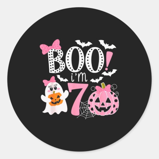 Boo I'm Seven Ghost Seventh 7th Birthday Halloween Runder Aufkleber (Vorderseite)