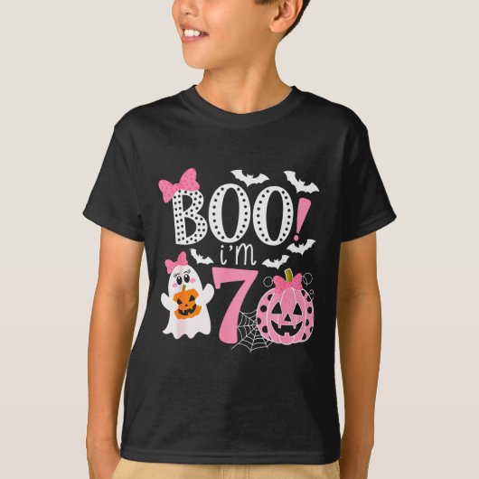 Boo I'm Seven Ghost Seventh 7th Birthday Halloween T-Shirt (Vorderseite)