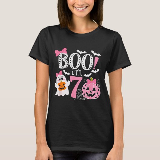 Boo I'm Seven Ghost Seventh 7th Birthday Halloween T-Shirt (Vorderseite)