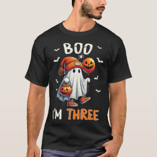 Boo I'm Three Ghost 3. Geburtstag Halloween Boy Ki T-Shirt