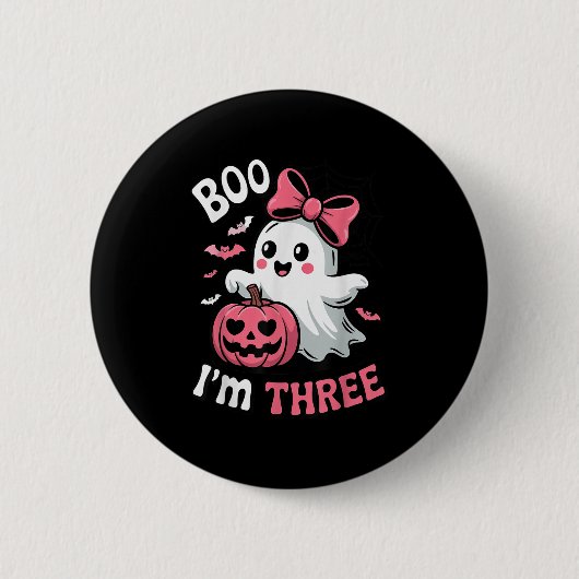 Boo Im Three Niedlich Ghost Halloween 3. Geburtsta Button (Vorderseite)