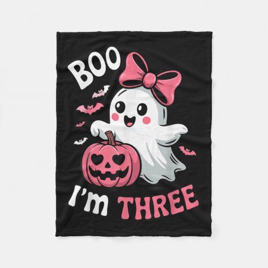 Boo Im Three Niedlich Ghost Halloween 3. Geburtsta Fleecedecke (Vorderseite)