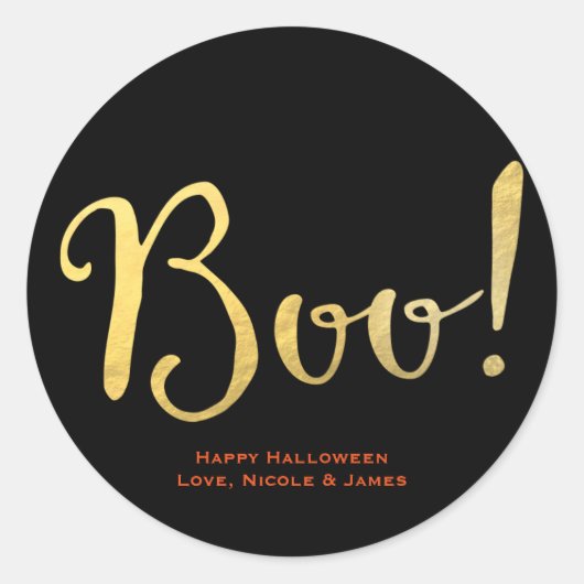 BOO! Imitate Gold Foil Look Halloween-Party Gefall Runder Aufkleber (Vorderseite)