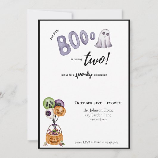 Boo ist die zweitägige Einladung (Vorderseite)
