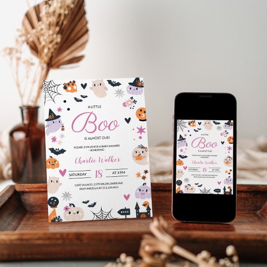 Boo ist fast gerade wegen Halloween Themed Baby Du Einladung