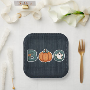 BOO Jeans Rustikale Landpumpkin-Geister Halloween Pappteller