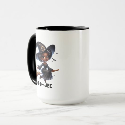 Boo-Jee Black Witch Halloween Mug Tasse (Vorderseite Links)
