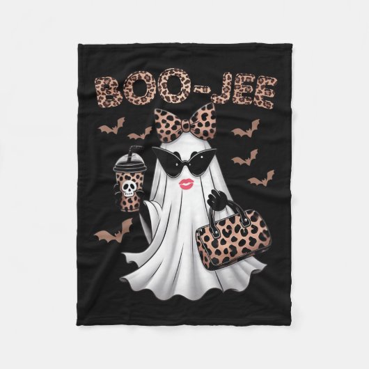 Boo Jee Boujee Ghost Halloween Fun Oktober Vibes Fleecedecke (Vorderseite)