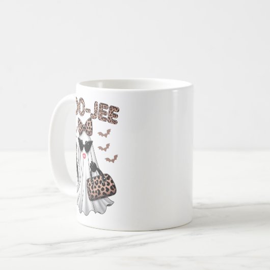 Boo Jee Boujee Ghost Halloween Fun Oktober Vibes Kaffeetasse (Vorderseite Links)