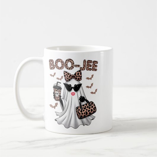 Boo Jee Boujee Ghost Halloween Fun Oktober Vibes Kaffeetasse (Links)