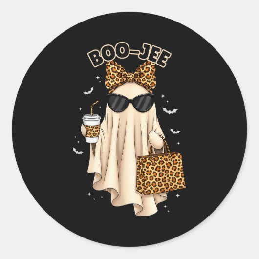 Boo Jee Boujee Ghost Halloween October Vibes Soky Runder Aufkleber (Vorderseite)