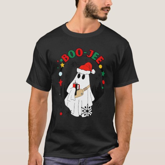 Boo Jee Christmas Santa Ghost mit Red Stanley Tum T-Shirt (Vorderseite)