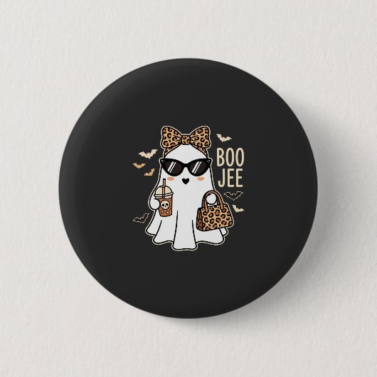 Boo Jee Cute Geist Halloween Leopard Design_1 Button (Vorderseite)