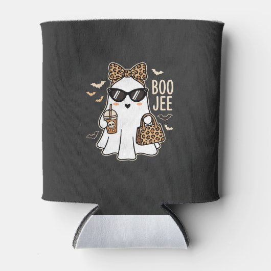 Boo Jee Cute Geist Halloween Leopard Design_1 Dosenkühler (Vorderseite)
