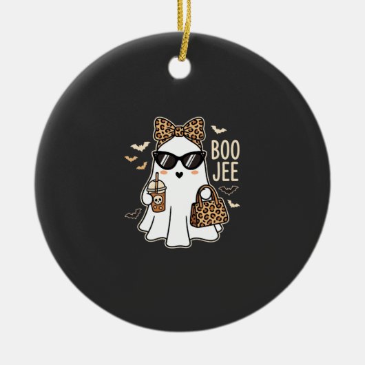Boo Jee Cute Geist Halloween Leopard Design_1 Keramik Ornament (Vorne)