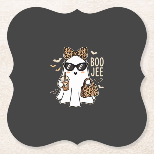 Boo Jee Cute Geist Halloween Leopard Design_1 Untersetzer (Vorderseite)