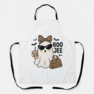 Boo Jee Geist Halloween Leopard Bogen Vektordesign Schürze