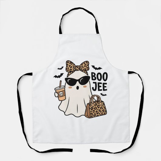 Boo Jee Geist Halloween Leopard Bogen Vektordesign Schürze (Vorderseite)