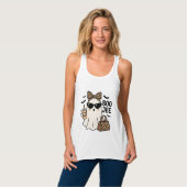 Boo Jee Geist Halloween Leopard Bogen Vektordesign Tank Top (Vorderseite Vollansicht)